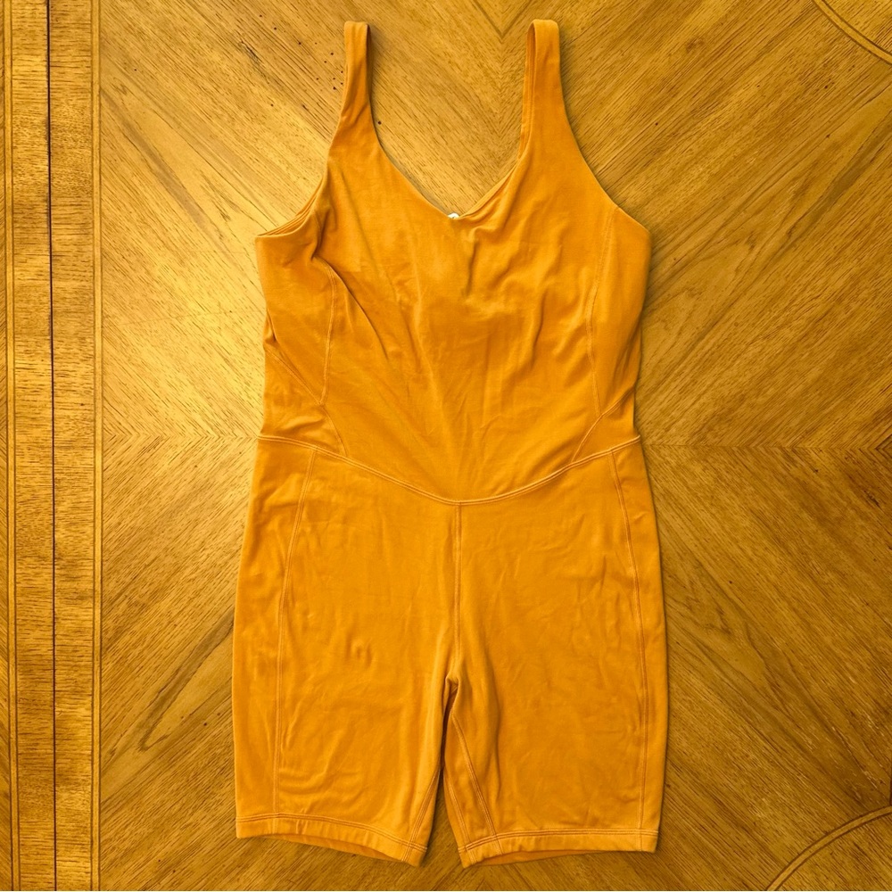 Lululemon Align Bodysuit Size 12 Shelf Bra 8” Autumn Orange Yoga Stretch Women’s